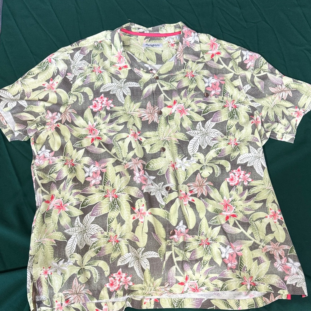 Tommy Bahama Hawaiian Shirt 3XLT Big & Tall Floral Short Sleeve Button Down
